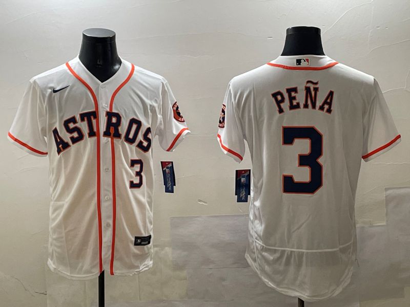 Men Houston Astros #3 Pena White Elite 2025 Nike MLB Jersey style 1